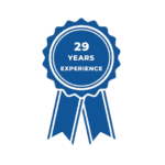 Award ribbon icon representing 29 years in business