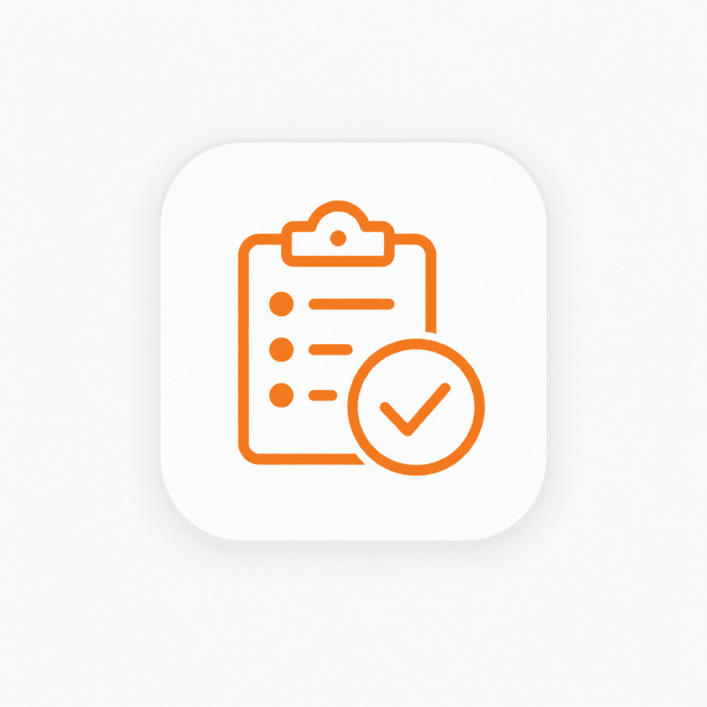 Orange checklist icon representing a free cleaning assessment